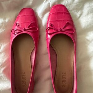 Schutz Hot Pink Embossed Flats